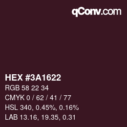 Color code: HEX #3A1622 | qconv.com
