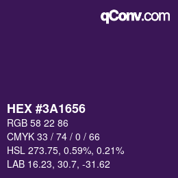 Color code: HEX #3A1656 | qconv.com
