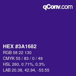 Color code: HEX #3A1682 | qconv.com