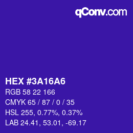 カラーコード: HEX #3A16A6 | qconv.com