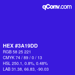 カラーコード: HEX #3A19DD | qconv.com