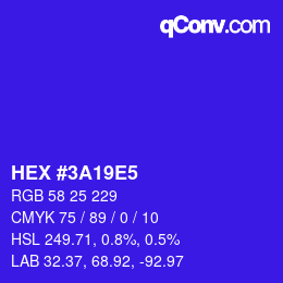 Color code: HEX #3A19E5 | qconv.com