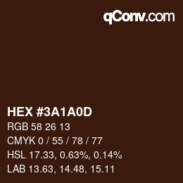 Color code: HEX #3A1A0D | qconv.com