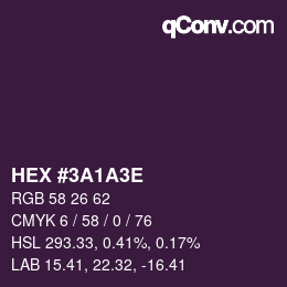 Color code: HEX #3A1A3E | qconv.com