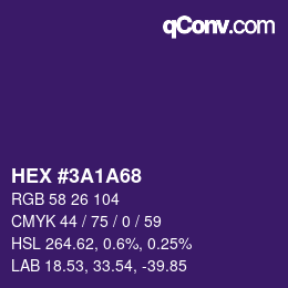 Color code: HEX #3A1A68 | qconv.com