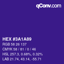 Color code: HEX #3A1A89 | qconv.com