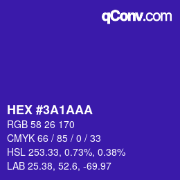 カラーコード: HEX #3A1AAA | qconv.com