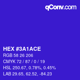 Color code: HEX #3A1ACE | qconv.com