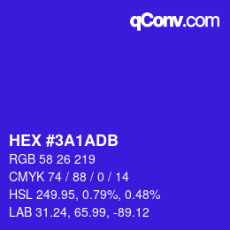 颜色代码: HEX #3A1ADB | qconv.com