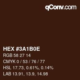 Color code: HEX #3A1B0E | qconv.com