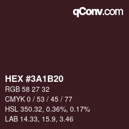 Color code: HEX #3A1B20 | qconv.com