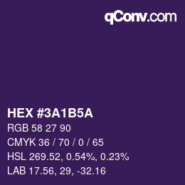 Color code: HEX #3A1B5A | qconv.com