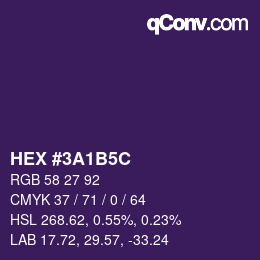 Color code: HEX #3A1B5C | qconv.com