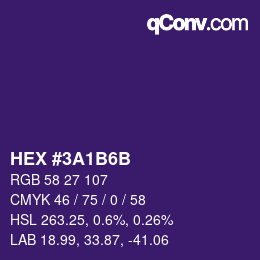 Color code: HEX #3A1B6B | qconv.com
