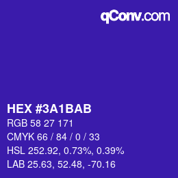 颜色代码: HEX #3A1BAB | qconv.com