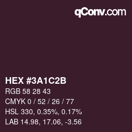 Color code: HEX #3A1C2B | qconv.com