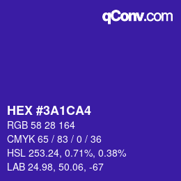 カラーコード: HEX #3A1CA4 | qconv.com