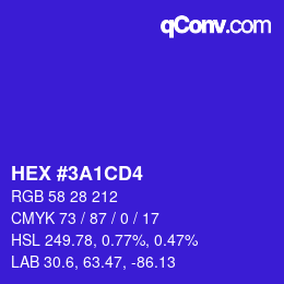 颜色代码: HEX #3A1CD4 | qconv.com