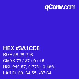 Color code: HEX #3A1CD8 | qconv.com
