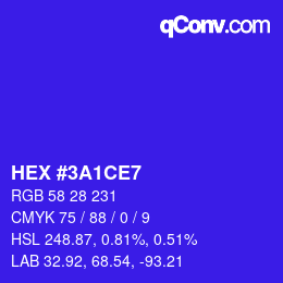 カラーコード: HEX #3A1CE7 | qconv.com