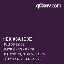 Color code: HEX #3A1D3E | qconv.com