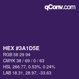 Color code: HEX #3A1D5E | qconv.com