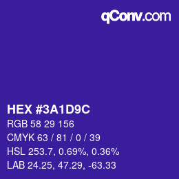 カラーコード: HEX #3A1D9C | qconv.com