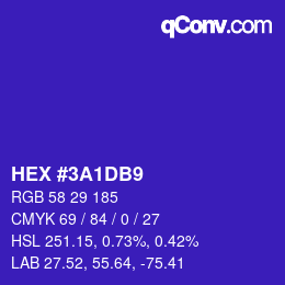 颜色代码: HEX #3A1DB9 | qconv.com