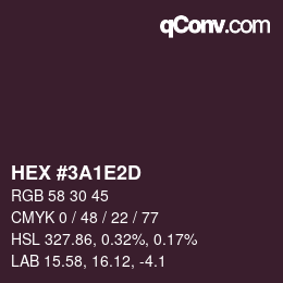 Color code: HEX #3A1E2D | qconv.com