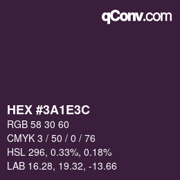 Color code: HEX #3A1E3C | qconv.com