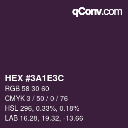 Color code: HEX #3A1E3C | qconv.com