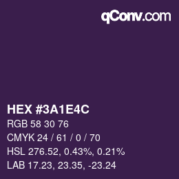 Color code: HEX #3A1E4C | qconv.com