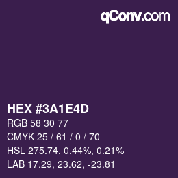 颜色代码: HEX #3A1E4D | qconv.com