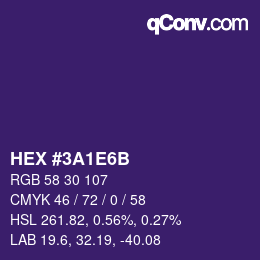 カラーコード: HEX #3A1E6B | qconv.com