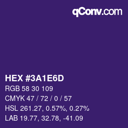 Color code: HEX #3A1E6D | qconv.com
