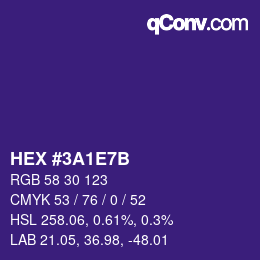 颜色代码: HEX #3A1E7B | qconv.com