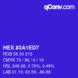 Color code: HEX #3A1ED7 | qconv.com