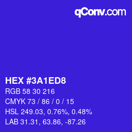 Color code: HEX #3A1ED8 | qconv.com