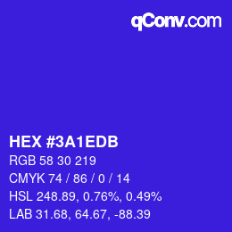 Color code: HEX #3A1EDB | qconv.com