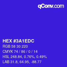 颜色代码: HEX #3A1EDC | qconv.com