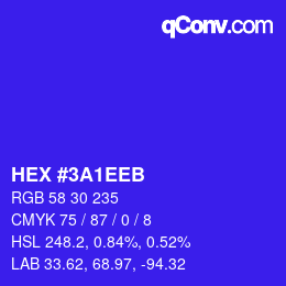 颜色代码: HEX #3A1EEB | qconv.com