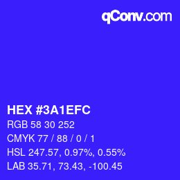 カラーコード: HEX #3A1EFC | qconv.com