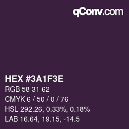 Color code: HEX #3A1F3E | qconv.com