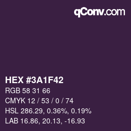 颜色代码: HEX #3A1F42 | qconv.com