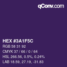 Color code: HEX #3A1F5C | qconv.com