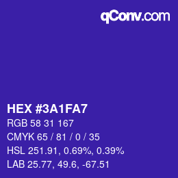 Color code: HEX #3A1FA7 | qconv.com
