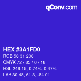 カラーコード: HEX #3A1FD0 | qconv.com