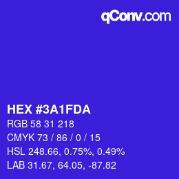 カラーコード: HEX #3A1FDA | qconv.com