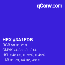 カラーコード: HEX #3A1FDB | qconv.com