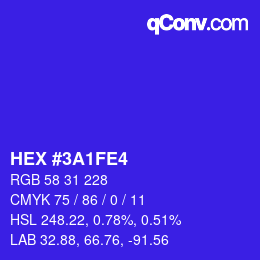 Color code: HEX #3A1FE4 | qconv.com